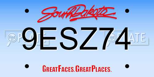9ESZ74 South Dakota License Plate