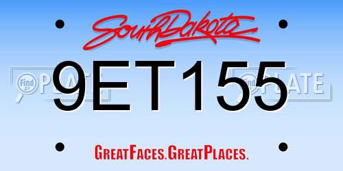9ET155 South Dakota License Plate