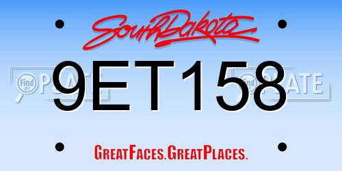 9ET158 South Dakota License Plate