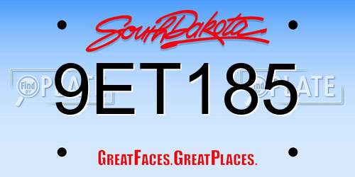9ET185 South Dakota License Plate