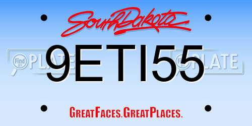 9ETI55 South Dakota License Plate