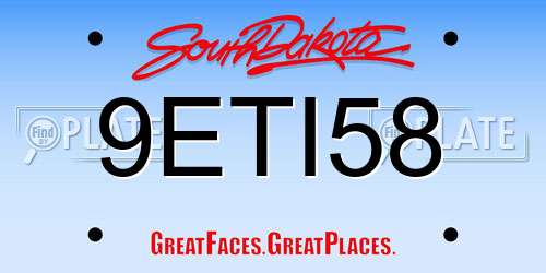 9ETI58 South Dakota License Plate