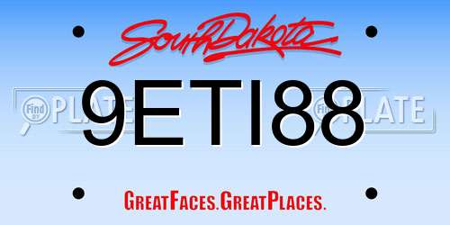 9ETI88 South Dakota License Plate
