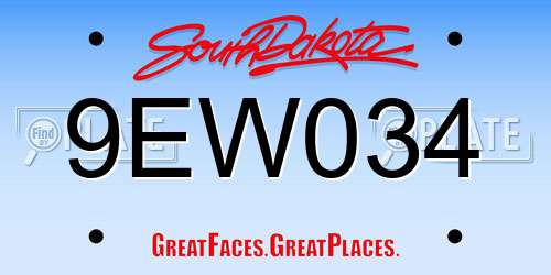 9EW034 South Dakota License Plate