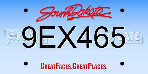 9EX465 South Dakota License Plate