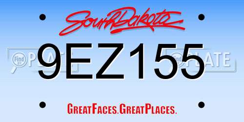 9EZ155 South Dakota License Plate