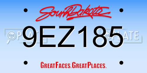 9EZ185 South Dakota License Plate