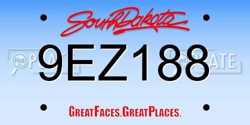 9EZ188 South Dakota License Plate