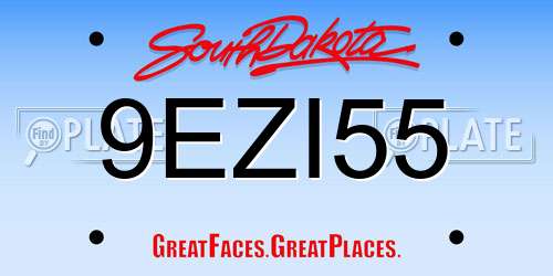 9EZI55 South Dakota License Plate