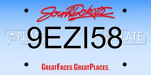 9EZI58 South Dakota License Plate