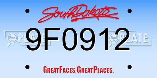 9F0912 South Dakota License Plate
