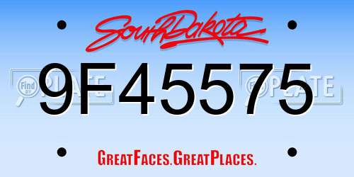 9F45575 South Dakota License Plate