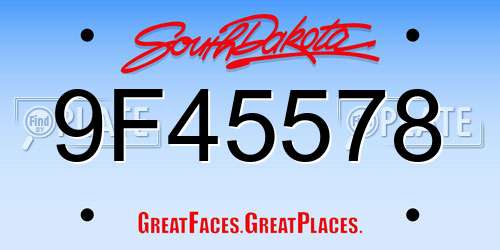 9F45578 South Dakota License Plate