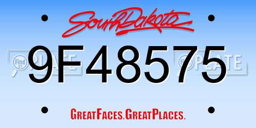 9F48575 South Dakota License Plate
