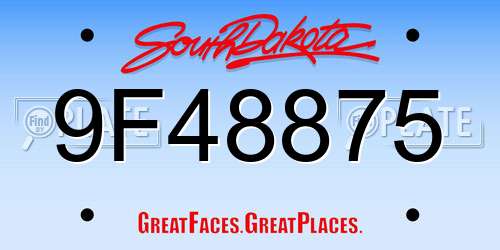 9F48875 South Dakota License Plate