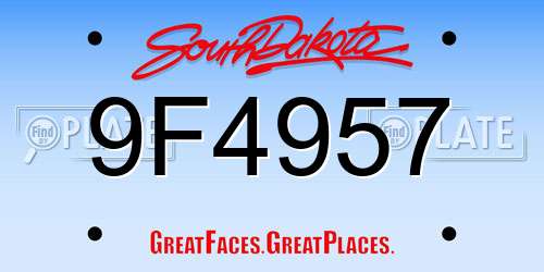 9F4957 South Dakota License Plate