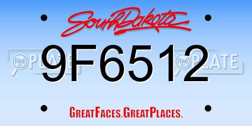 9F6512 South Dakota License Plate