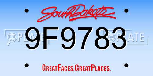 9F9783 South Dakota License Plate