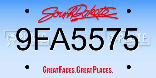 9FA5575 South Dakota License Plate