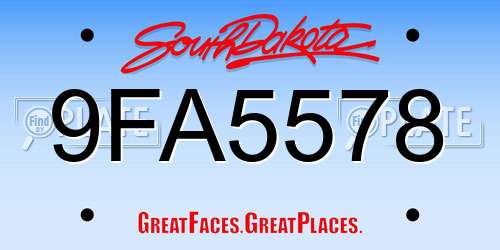 9FA5578 South Dakota License Plate