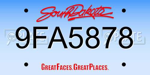 9FA5878 South Dakota License Plate