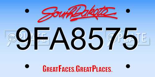 9FA8575 South Dakota License Plate
