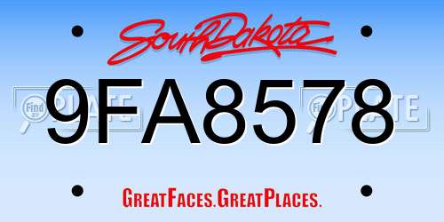 9FA8578 South Dakota License Plate