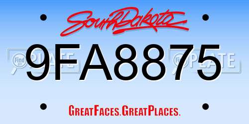 9FA8875 South Dakota License Plate