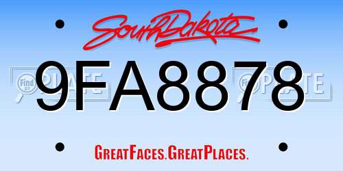 9FA8878 South Dakota License Plate