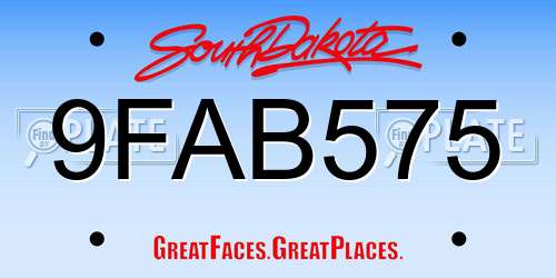 9FAB575 South Dakota License Plate