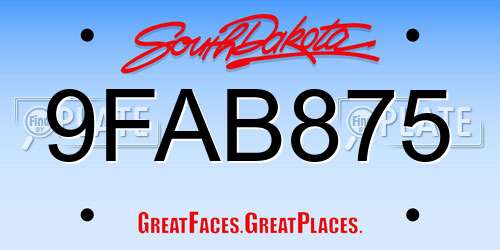 9FAB875 South Dakota License Plate