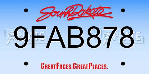 9FAB878 South Dakota License Plate