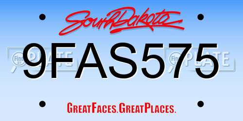 9FAS575 South Dakota License Plate