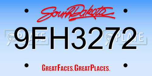 9FH3272 South Dakota License Plate