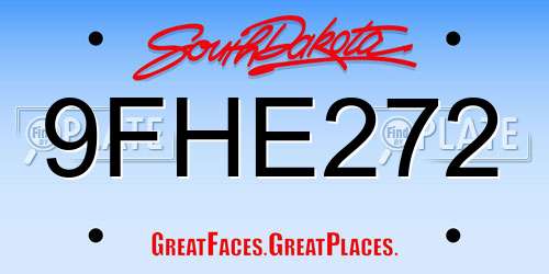 9FHE272 South Dakota License Plate