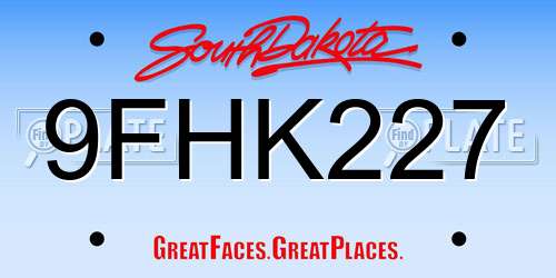 9FHK227 South Dakota License Plate