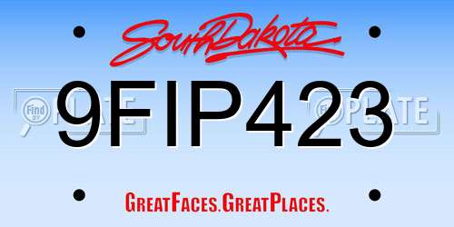 9FIP423 South Dakota License Plate