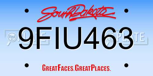9FIU463 South Dakota License Plate