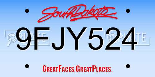 9FJY524 South Dakota License Plate