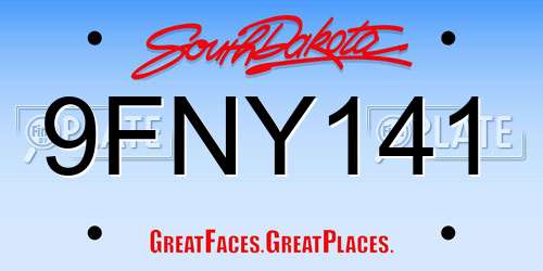 9FNY141 South Dakota License Plate