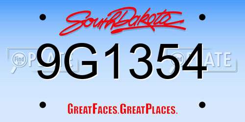 9G1354 South Dakota License Plate