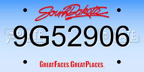 9G52906 South Dakota License Plate