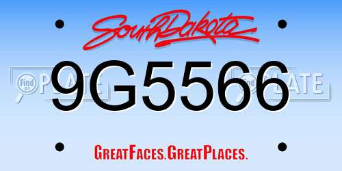 9G5566 South Dakota License Plate