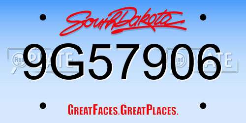 9G57906 South Dakota License Plate