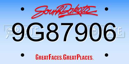 9G87906 South Dakota License Plate
