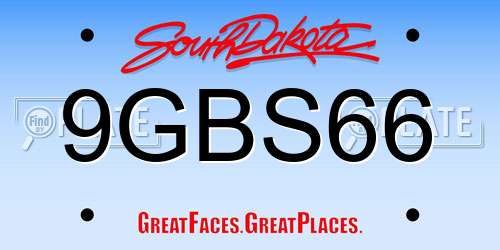 9GBS66 South Dakota License Plate