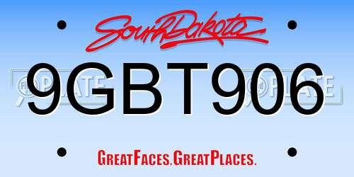 9GBT906 South Dakota License Plate