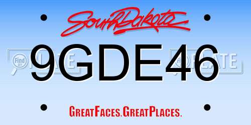 9GDE46 South Dakota License Plate
