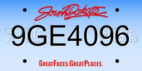 9GE4096 South Dakota License Plate