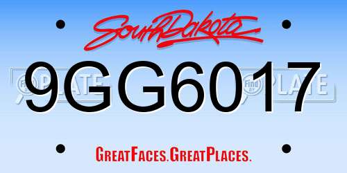 9GG6017 South Dakota License Plate